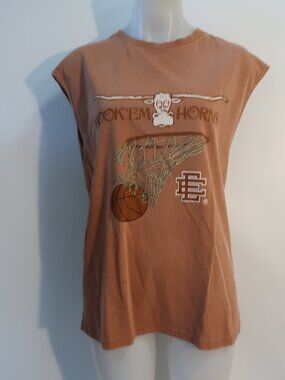 NWT Mens Eric Emanuel Basic Cutoff U of Texas (Item-60) Brown Graphic T-Shirt S